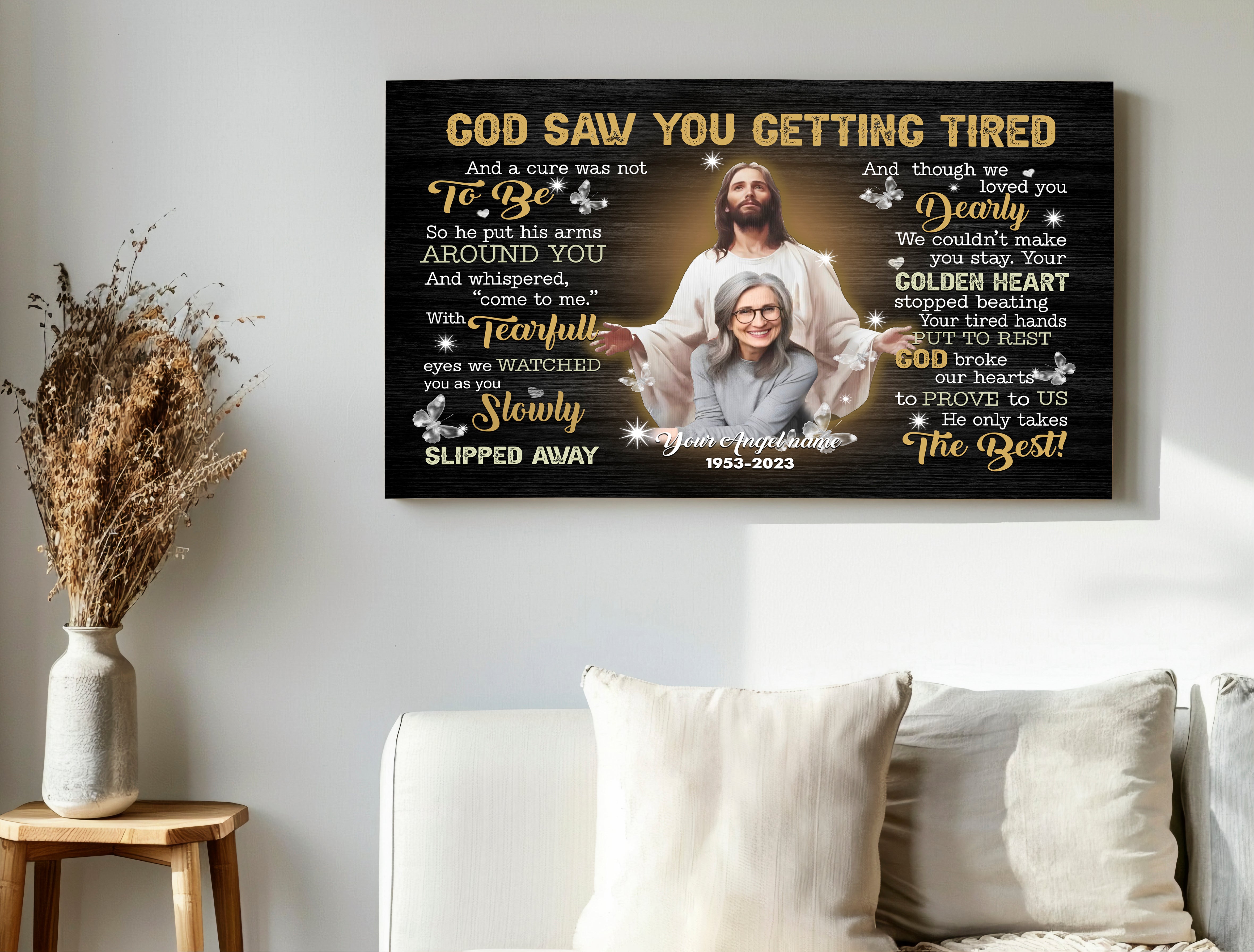 Personalized Memorial Canvas, God Saw You Getting Tired Canvas, Hislegend Canvas