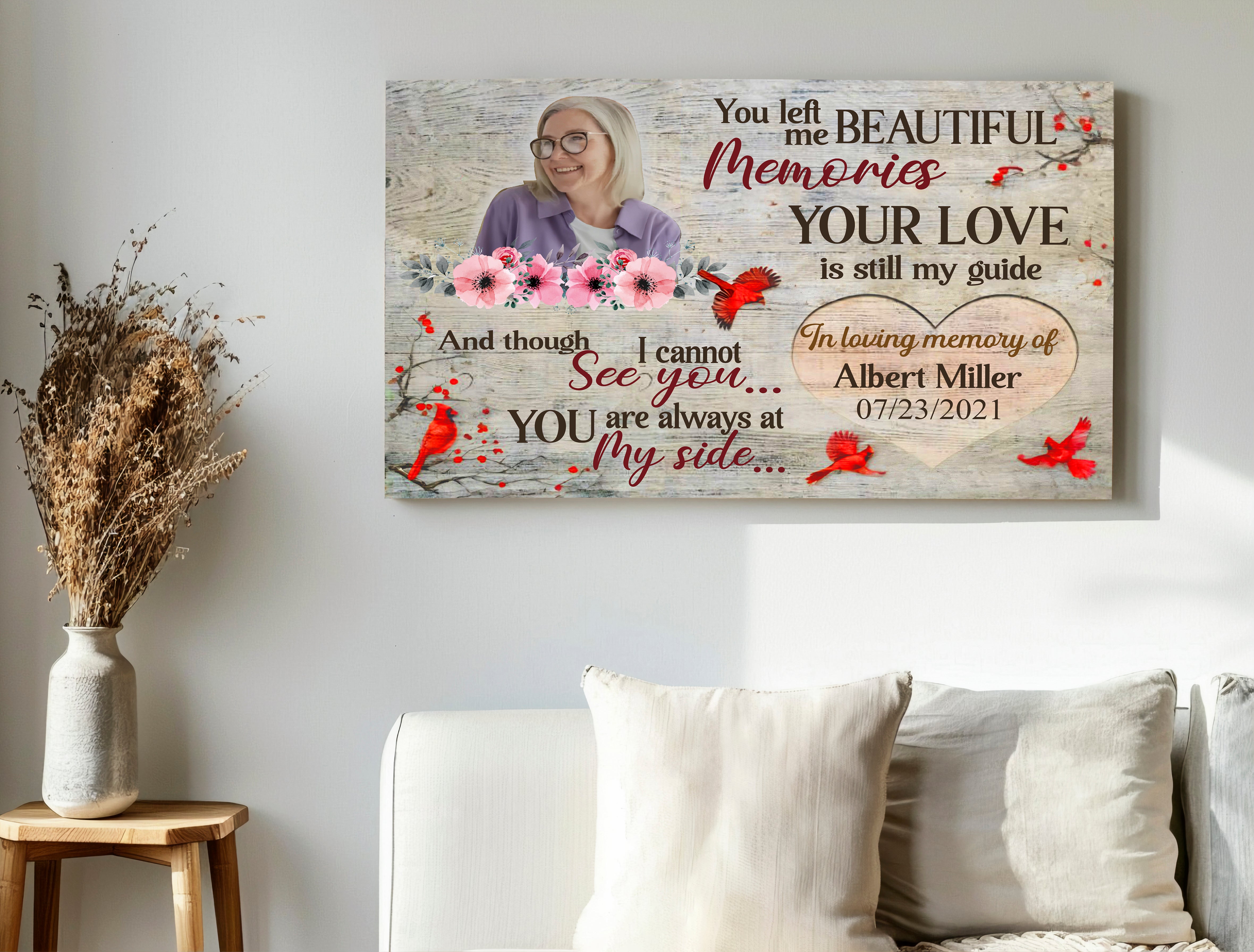 Personalized Memorial Canvas, You left Me beautiful Memories Canvas, Hislegend Canvas