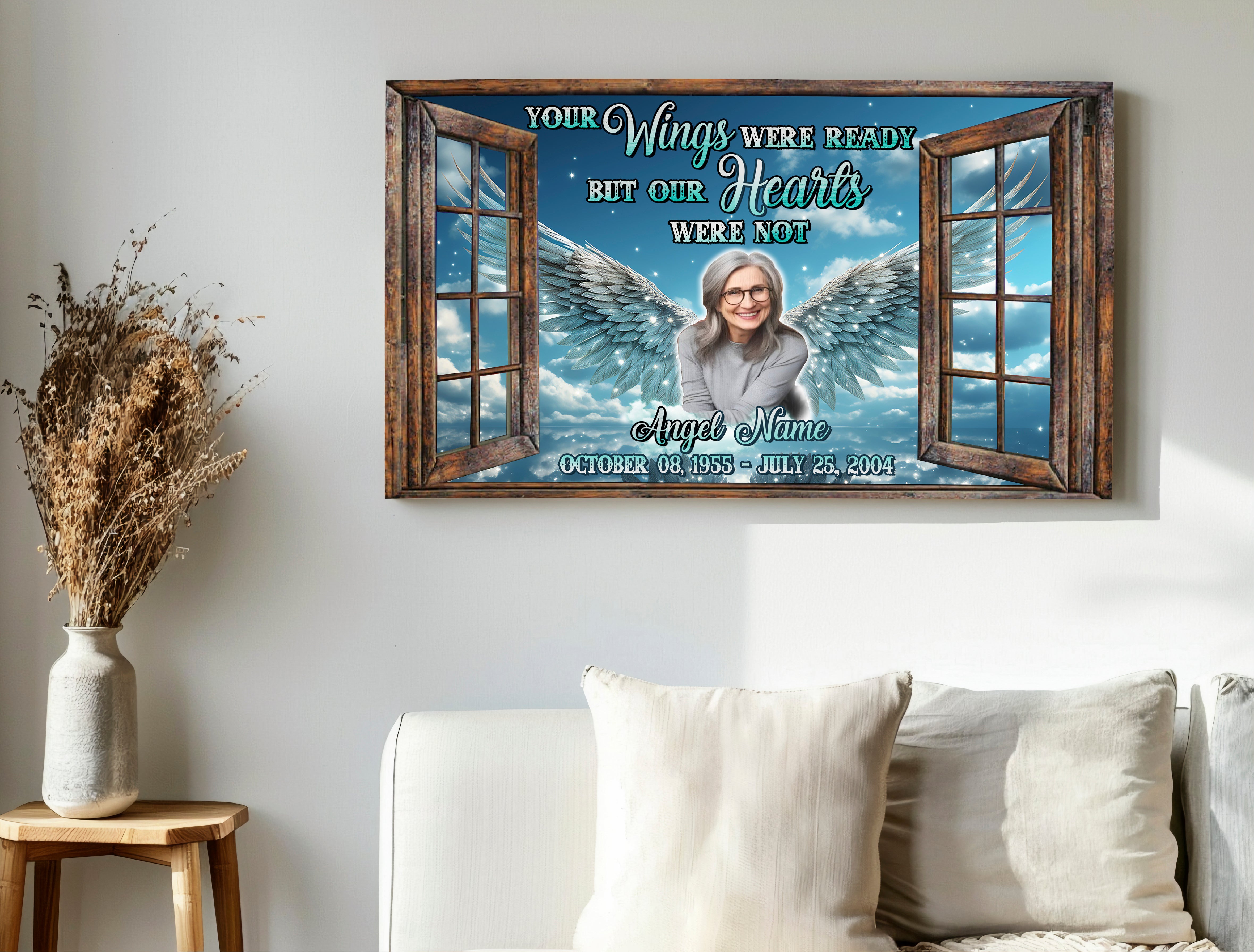 Personalized Memorial Canvas , Your Wings Were Ready but My Heart Was Not Canvas