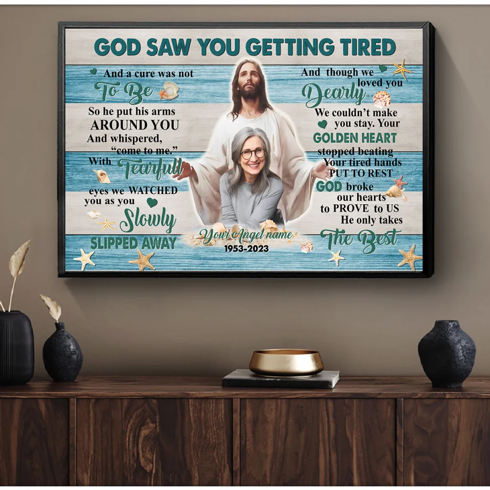 Personalized Memorial Canvas, God Saw You Getting Tired Canvas, Hislegend