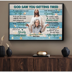 Personalized Memorial Canvas, God Saw You Getting Tired Canvas, Hislegend