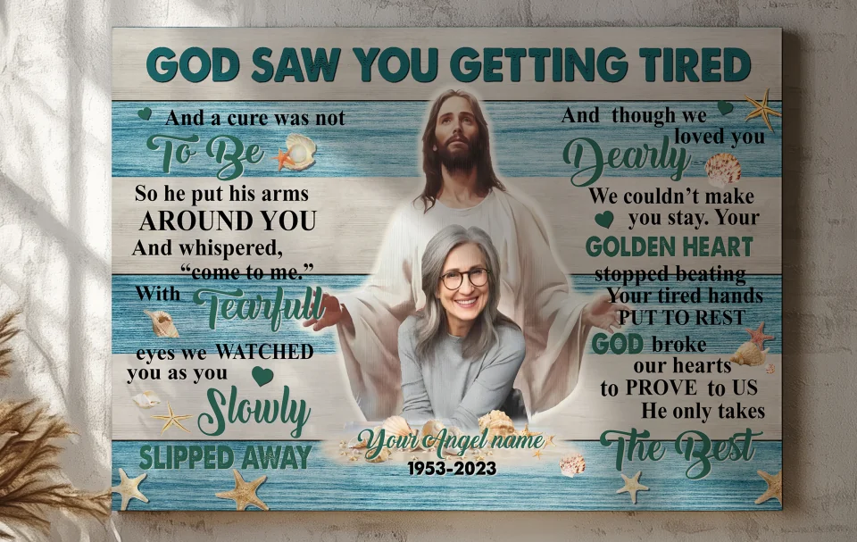 Personalized Memorial Canvas, God Saw You Getting Tired Canvas, Hislegend