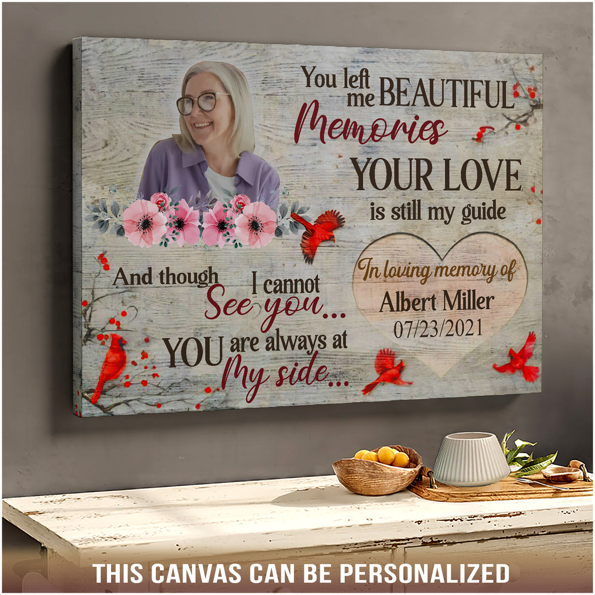 Personalized Memorial Canvas, You left Me beautiful Memories Canvas, Hislegend Canvas