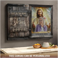 Personalized Memorial Canvas, Safe in the Arms Of Jesus Canvas, Hislegend Canvas