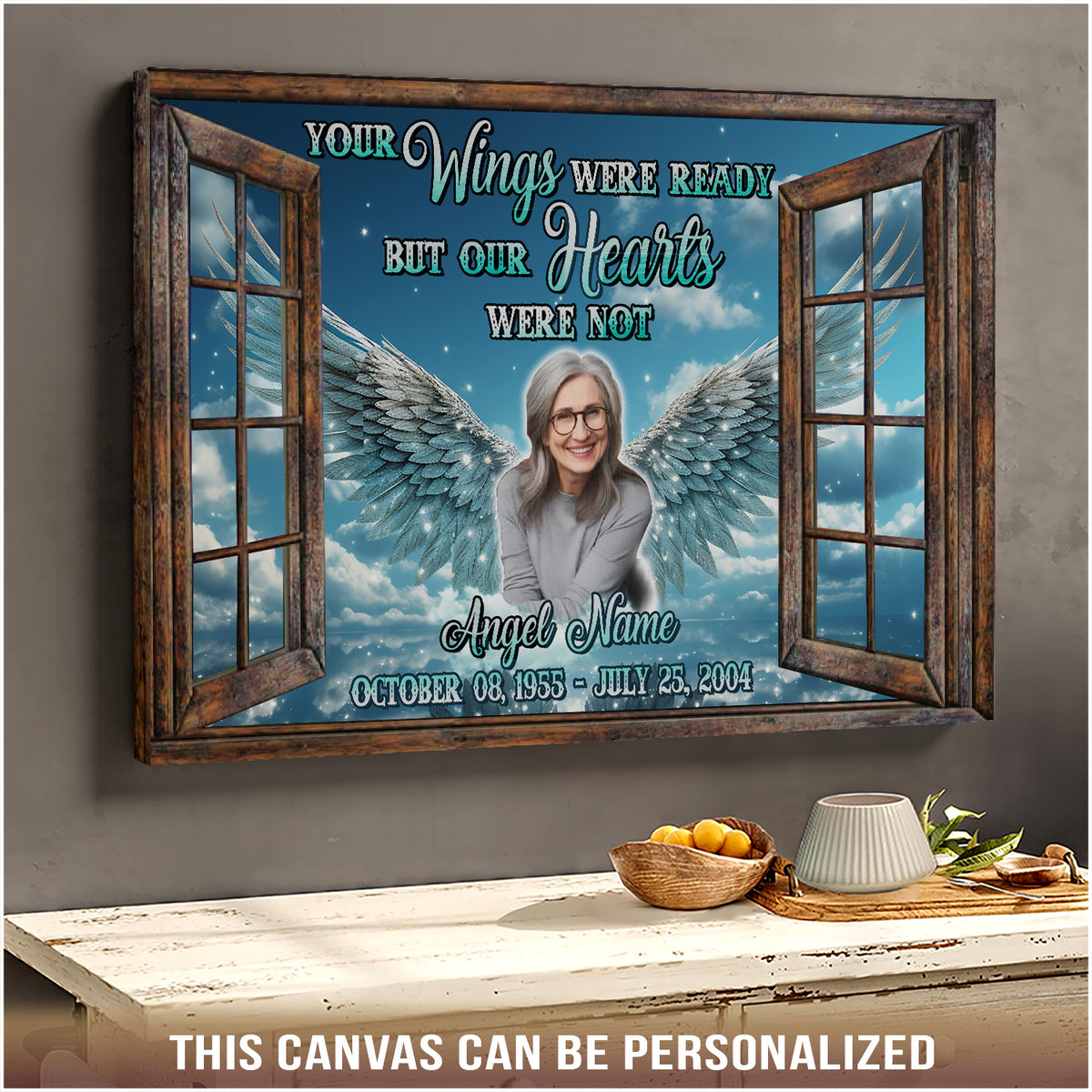 Personalized Memorial Canvas , Your Wings Were Ready but My Heart Was Not Canvas