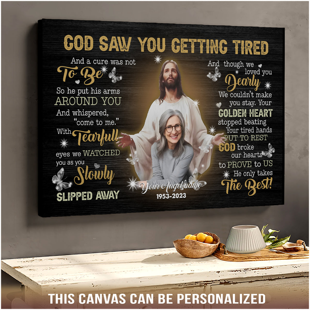 Personalized Memorial Canvas, God Saw You Getting Tired Canvas, Hislegend Canvas