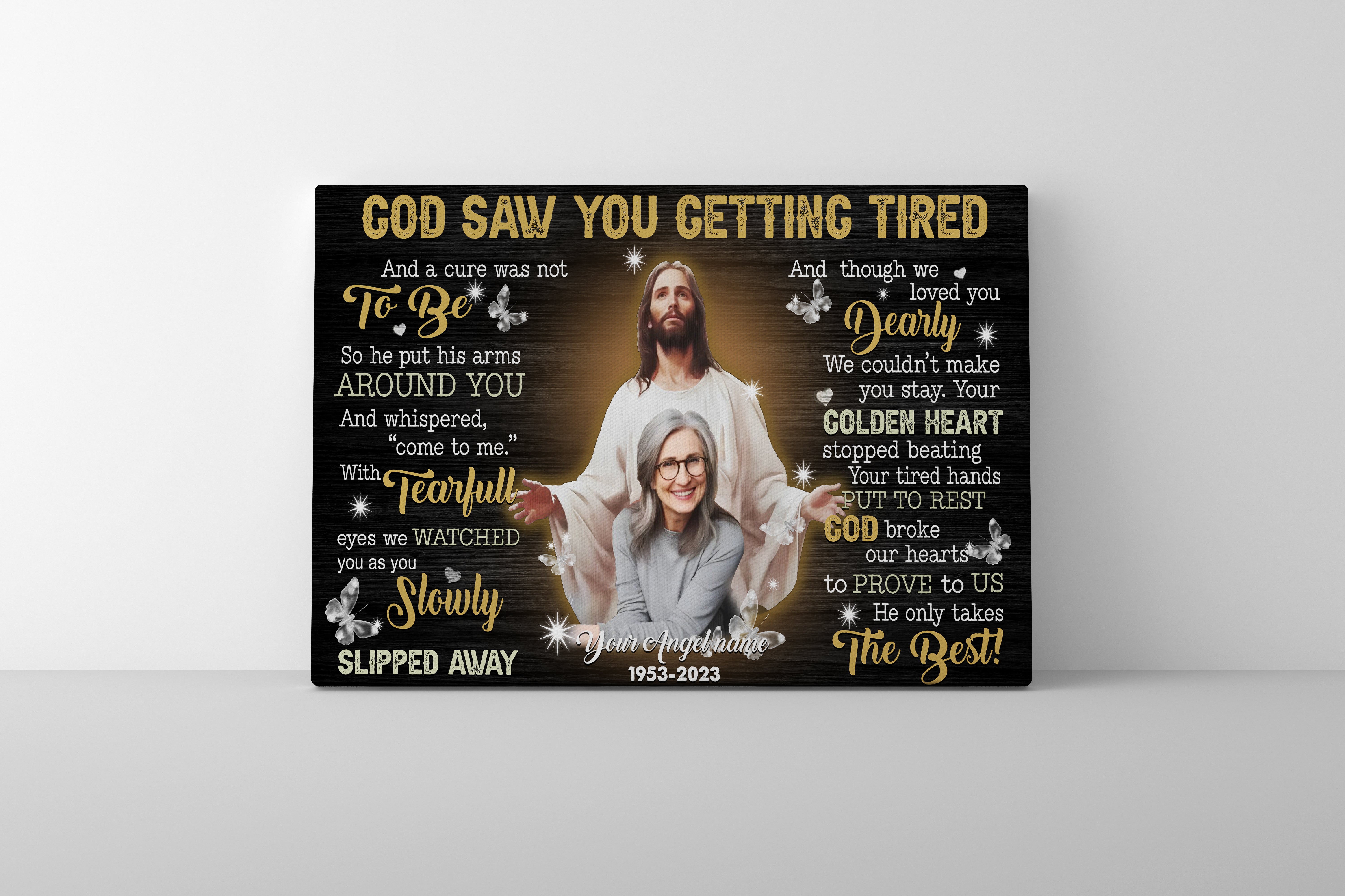 Personalized Memorial Canvas, God Saw You Getting Tired Canvas, Hislegend Canvas