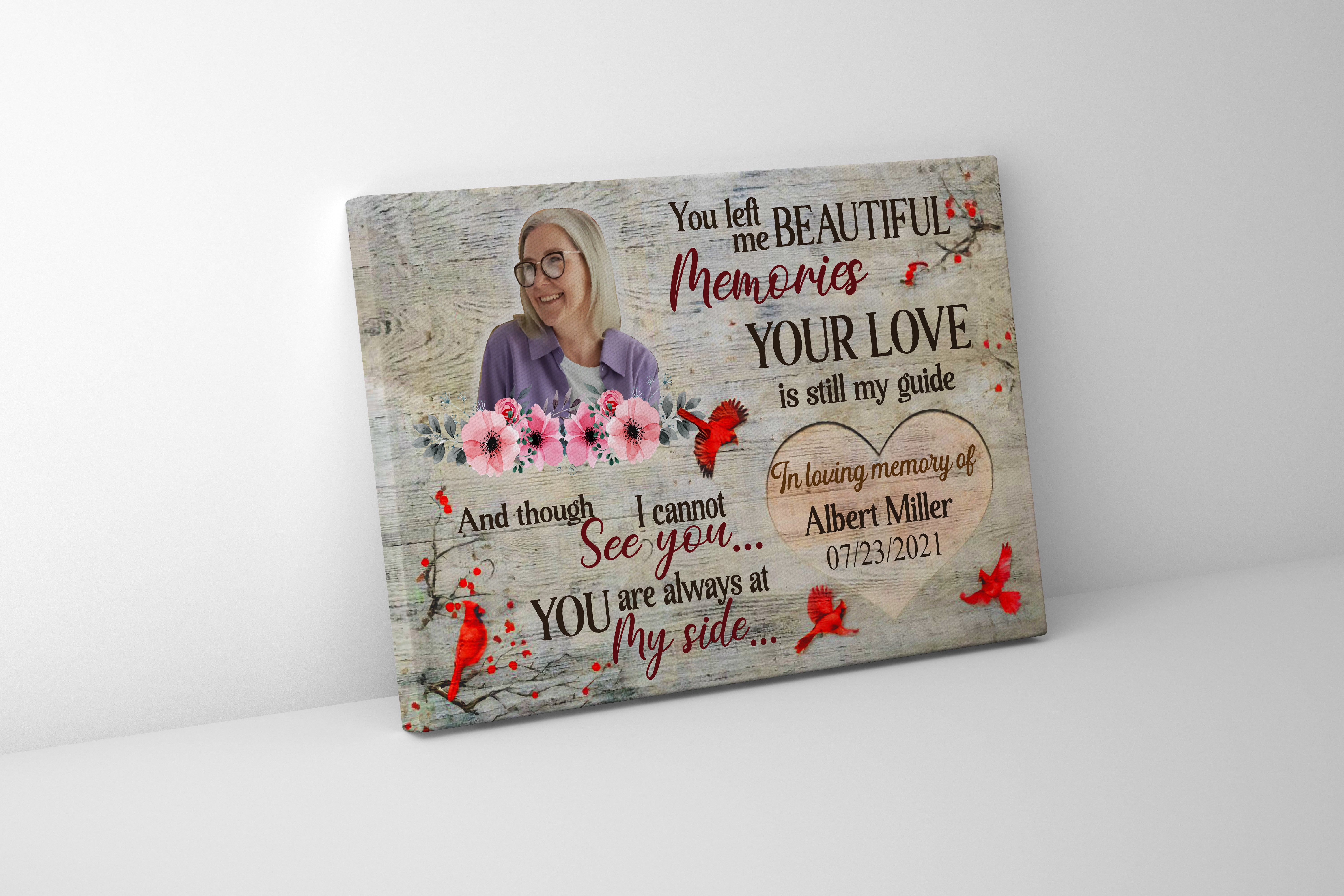 Personalized Memorial Canvas, You left Me beautiful Memories Canvas, Hislegend Canvas