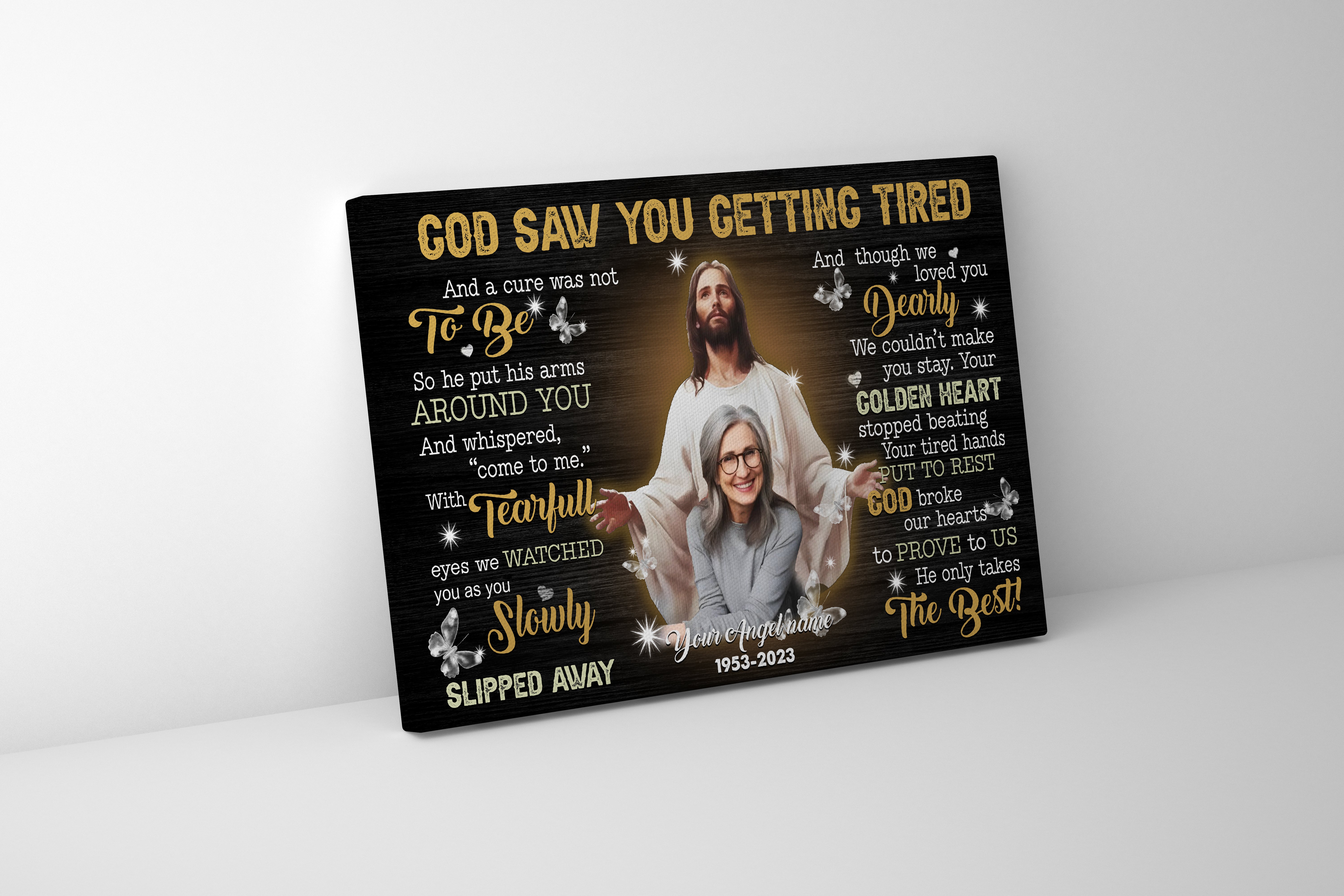 Personalized Memorial Canvas, God Saw You Getting Tired Canvas, Hislegend Canvas