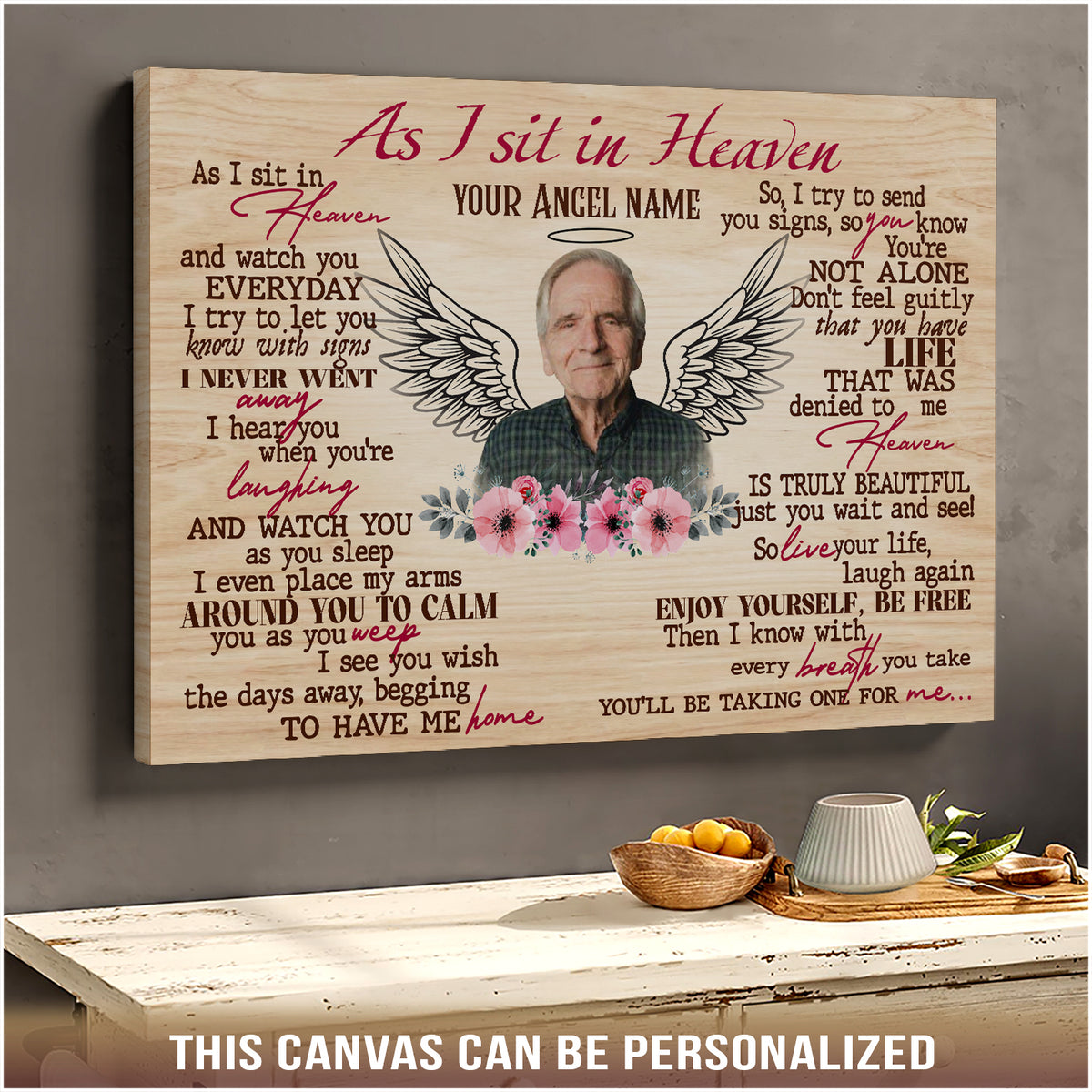 Personalized Memorial Canvas, As I Sit in Heaven Canvas, Hislegend Canvas