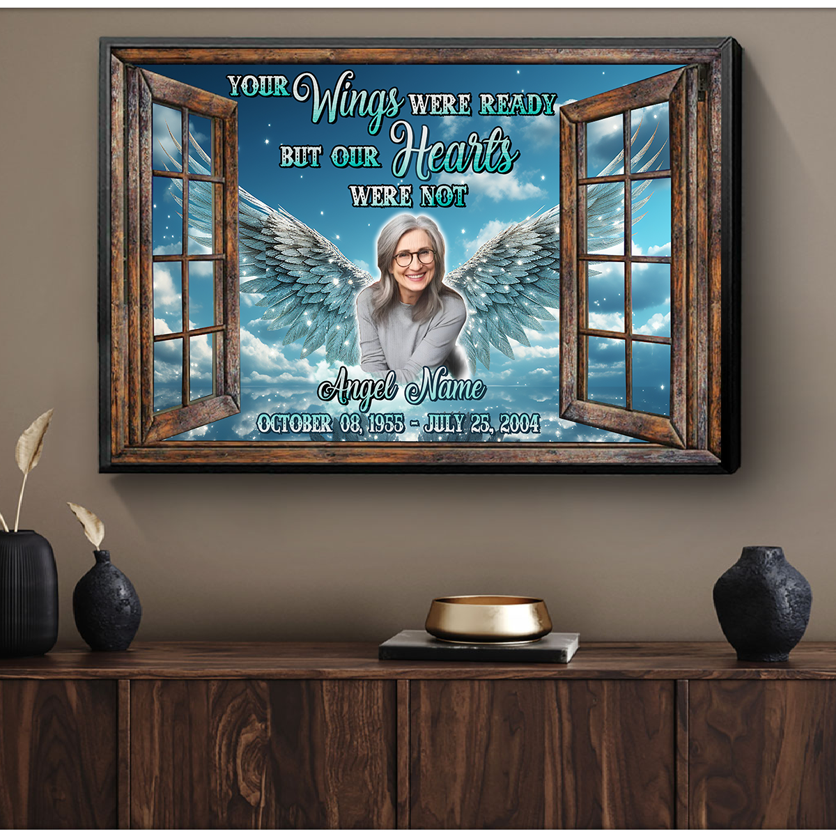 Personalized Memorial Canvas , Your Wings Were Ready but My Heart Was Not Canvas