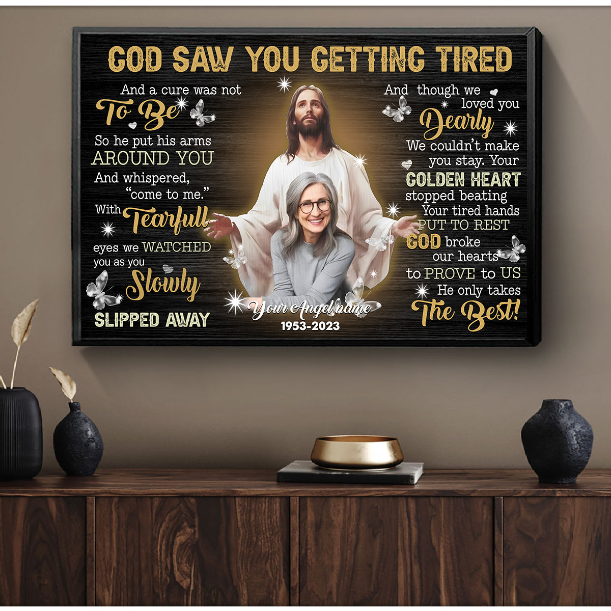 Personalized Memorial Canvas, God Saw You Getting Tired Canvas, Hislegend Canvas