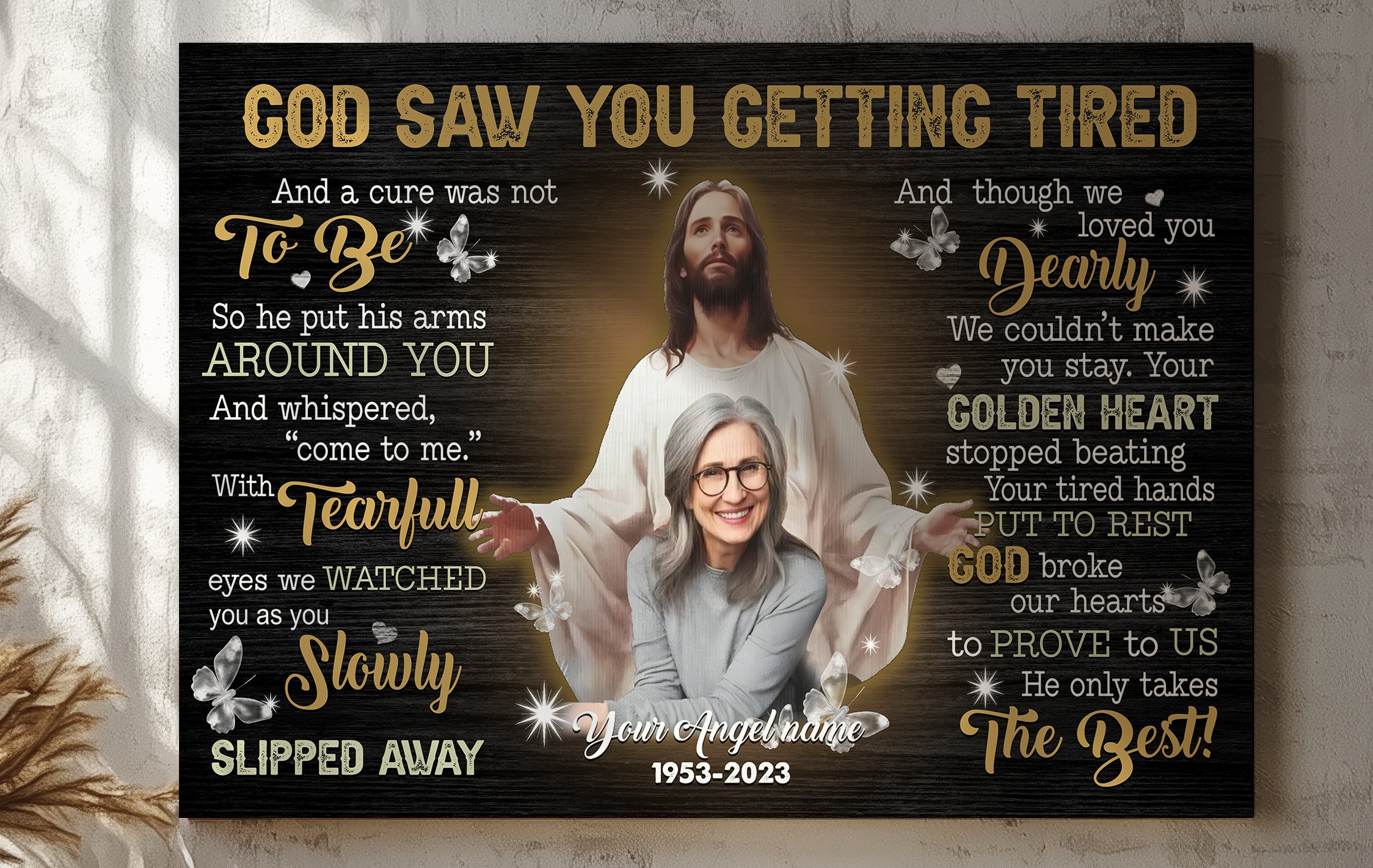 Personalized Memorial Canvas, God Saw You Getting Tired Canvas, Hislegend Canvas